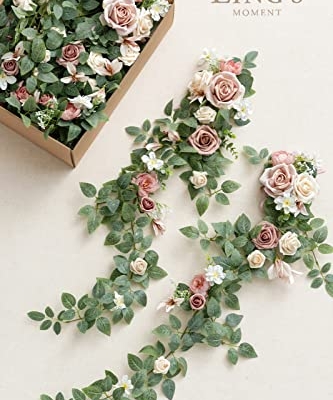 Silky Flower Store Pink Blush Cream Wedding Chair Floral Swag, 10pc Aisle Decorations, Faux Ceremony Chair Ribbons, 32.5cm 9 9 Product: Ling's Moment 10pcs Wedding Chair Decorations Aisle Floral Swag Artificial Pew Flowers Hanging Garland Pink Blush & Cream For Ceremony Reception Church Rose Floral Faux Arrangement Party Outdoor Decor