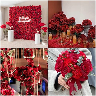Product: Olivachel 72pcs Rose in Bulk Artificial Rose Heads with Stems & Leaves Silk Flowers for Home Wedding Decor Flower Storefront Restaurant Wall Decor (Red - 72Pcs)
