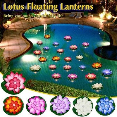 Product: Liliful 36 Pcs Floating Lights Lotus Lifelike Artificial Floating Flowers for Pool with LED Lights Battery Operated Lily Pads Water Lanterns(3.94, 5.91 Inch,Rich Color)