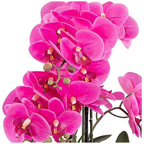 Product: Dahlia Studios Potted Silk Faux Artificial Flowers Arrangement Realistic Pink Orchid in White Ceramic Oval Pot for Home Decoration Living Room Office Bedroom Bathroom Kitchen Dining 28" High