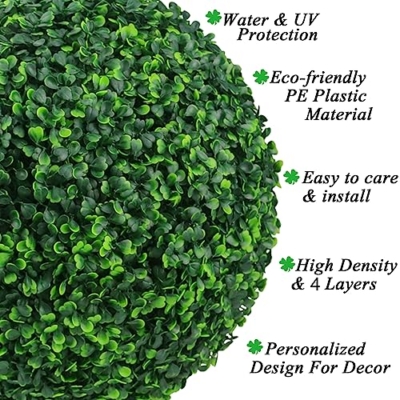 Product: Sunnyglade 2 PCS 15.7 inch 4 Layers Artificial Plant Topiary Ball Faux Boxwood Decorative Balls for Backyard, Balcony,Garden, Wedding and Home Décor (15.7 inch)