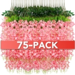 Product: Alotiki Wisteria Hanging Flowers,Fake Hanging Flowers,Wisteria artificiales Garland for Home Wedding Arch Floral Party Garden Ceremony Outdoor Decor,3.6 feet Long(75,Pink)