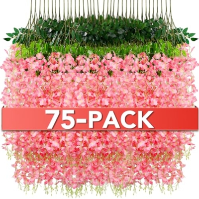 Product: Alotiki Wisteria Hanging Flowers,Fake Hanging Flowers,Wisteria artificiales Garland for Home Wedding Arch Floral Party Garden Ceremony Outdoor Decor,3.6 feet Long(75,Pink)
