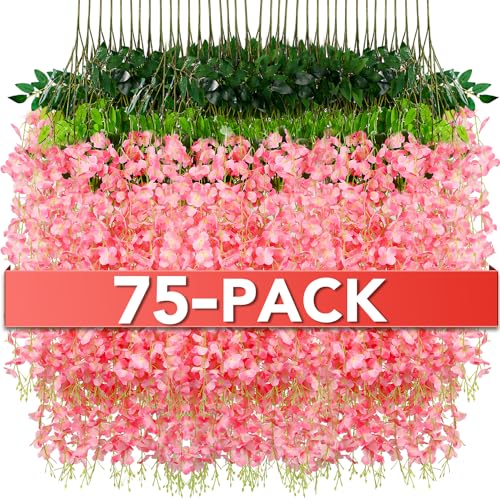Alotiki Wisteria Hanging Flowers,Fake Hanging Flowers,Wisteria artificiales Garland for Home Wedding Arch Floral Party Garden Ceremony Outdoor Decor,3.6 feet Long(75,Pink) - Artificial Flower Arrangements Product: Alotiki Wisteria Hanging Flowers,Fake Hanging Flowers,Wisteria artificiales Garland for Home Wedding Arch Floral Party Garden Ceremony Outdoor Decor,3.6 feet Long(75,Pink)