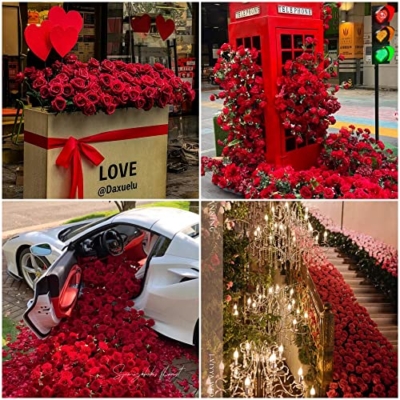 Product: Olivachel 72pcs Rose in Bulk Artificial Rose Heads with Stems & Leaves Silk Flowers for Home Wedding Decor Flower Storefront Restaurant Wall Decor (Red - 72Pcs)