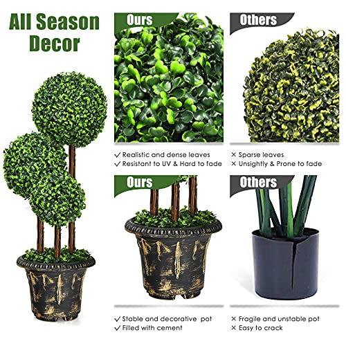 Silky Flower Store Artificial Boxwood Topiary Tree, Triple Ball Faux Greenery, Cement Filled Pot, Indoor Outdoor 3 Ft 3 3 Product: Goplus 3 Ft Artificial Boxwood Topiary Tree, Fake Greenery Plants Triple Ball Tree, Leaves & Cement-Filled Plastic Flower Pot Decorative Trees for Home, Office, Indoor and Outdoor Use