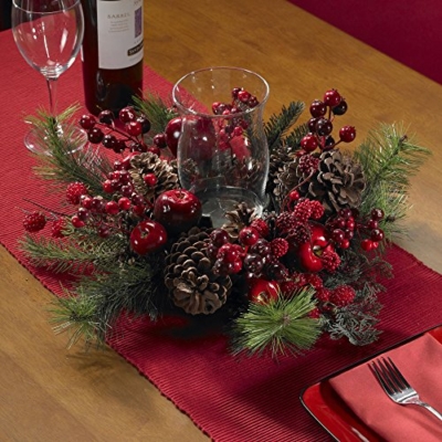 Product: Nearly Natural 4654 Candleabrum Holiday, Red, 17.5x8.5x17.5