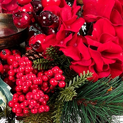 Product: Nearly Natural Artificial Hydrangea Holiday Candelabrum