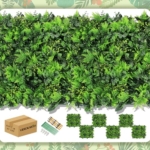 Product: VERDEARTH 6 PCS 20"x20" Artificial Plant Wall Panels, Foliage Topiary Hedges Panels, Plastic Faux Shrubs Fence Mat, Greenery Wall Backdrop Decor, Home Garden Outdoor Wall Decoration (6, A047)