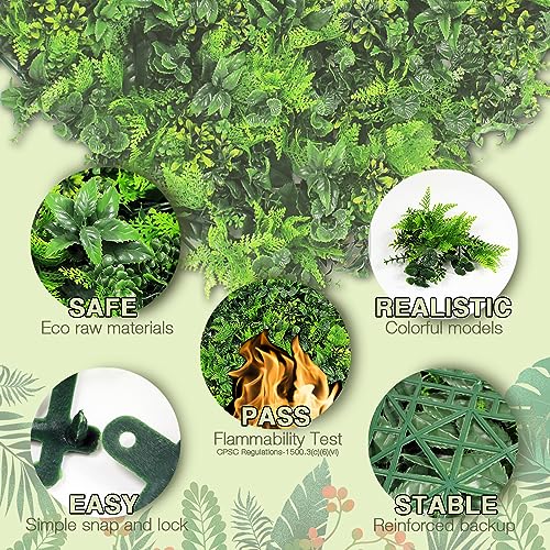 Product: VERDEARTH 6 PCS 20"x20" Artificial Plant Wall Panels, Foliage Topiary Hedges Panels, Plastic Faux Shrubs Fence Mat, Greenery Wall Backdrop Decor, Home Garden Outdoor Wall Decoration (6, A047)