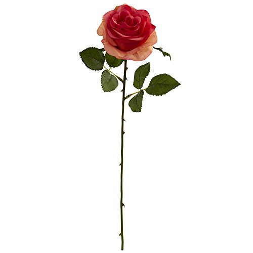 Product: Nearly Natural 18in. Rose Flower (Set of 24) Artificial Plant, Dark Pink