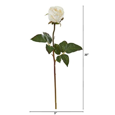 Silky Flower Store White Artificial Rose Bud Silk Flowers Set of 6, Faux Floral Stems, Indoor Decor 20in. 4 4 Product: Nearly Natural 20in. Rose Artificial Bud (Set of 6) Silk Flowers, White