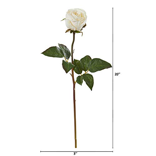 Silky Flower Store White Artificial Rose Bud Silk Flowers Set of 6, Faux Floral Stems, Indoor Decor 20in. 1 1 Product: Nearly Natural 20in. Rose Artificial Bud (Set of 6) Silk Flowers, White