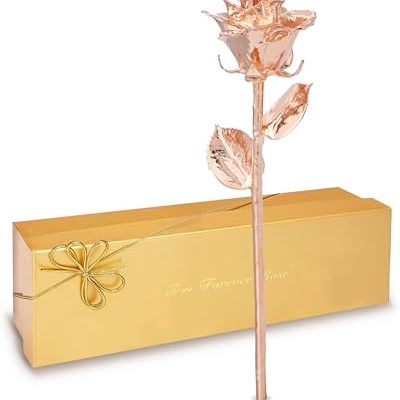 Product: Forever Rose Real Rose Dipped in Rose Gold, Handcrafted Preserved Rose in Luxury Gold Gift Box, Romantic Gift for Her, Elegant Keepsake for Anniversary, Birthday, or Any Special Occasion