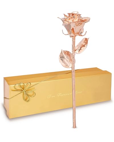 Product: Forever Rose Real Rose Dipped in Rose Gold, Handcrafted Preserved Rose in Luxury Gold Gift Box, Romantic Gift for Her, Elegant Keepsake for Anniversary, Birthday, or Any Special Occasion