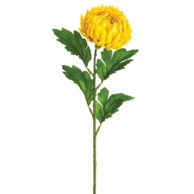 Product: 23" Mum Silk Flower Stem -2 Tone Yellow (Pack of 12)