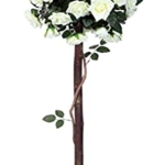 Product: Amerique, Green 4 Feet Gorgeous & Lifelike White Artificial Tree 12 Rose Twist Trunks, with Nursery Pot, Real Touch Tech, 485 Leaves, 4' with 48 Flowers