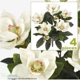 Product: 2' Magnolia Artificial Silk Flower Bushes (Cream) for Home, Garden and Decoration, with No Pot, (Pack of 4)