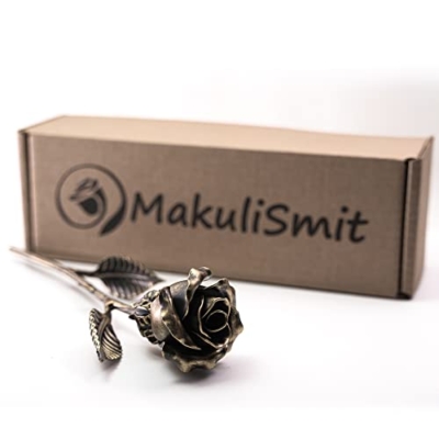 Silky Flower Store Handcrafted Bronze Rose Keepsake, 8th 19th Wedding Gift, Red Black Gold Metal Decor, 29cm 18 18 Product: MakuliSmit Handcrafted Bronze Rose – 8th & 19th Yeat Wedding for Her – Solid Metal Forever Flower Keepsake