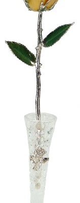 Product: Living Gold Real Rose Dipped in Platinum w/Vase (Yellow)