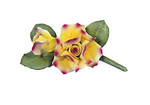 Capodimonte Rose and Bud YELO 6" - Artificial Flower Arrangements Product: Capodimonte Rose and Bud YELO 6"