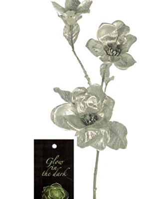 Silky Flower Store Artificial Magnolia with Glitter Effect, Express Blume Faux Floral Decor, Glow in the Dark 20.5cm 9 9 Product: Express Flor 3 Artificial Magnolia Glitter Effect in The Dark