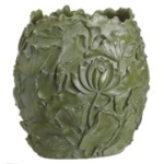 Product: 20"Hx12"Wx18"L Small Fiberglass Lotus Vase Green