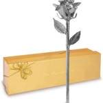 Product: Forever Rose Real Rose Dipped in Platinum, Handcrafted Preserved Rose in Luxury Gold Gift Box, Romantic Gift for Her, Elegant Keepsake for Anniversary, Birthday, or Any Special Occasion