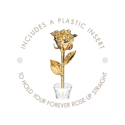 Silky Flower Store 24k Gold Dipped Real Rose Crystal Vase, Venus Rose Open Bud, Luxury Floral Decor, 12in, 6in 17 17 Product: Real Rose Dipped in 24k Gold w/Crystal Vase - Venus Rose (Open Bud)