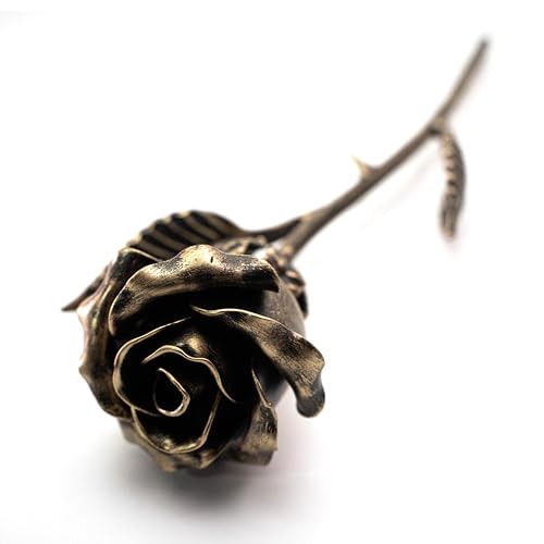Silky Flower Store Handcrafted Bronze Rose Keepsake, 8th 19th Wedding Gift, Red Black Gold Metal Decor, 29cm 3 3 Product: MakuliSmit Handcrafted Bronze Rose – 8th & 19th Yeat Wedding for Her – Solid Metal Forever Flower Keepsake