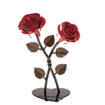 Product: Hand-Forged Wrought Iron Double Red Metal Rose with Twist - Iron Anniversary gift