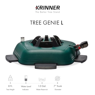 Product: Krinner - Tree Genie L (Gen 2)- Single Cable Operation, Water Level Indicator, 5 Stabilizer Feet, Up to 8 Foot Trees - Christmas Tree Stand