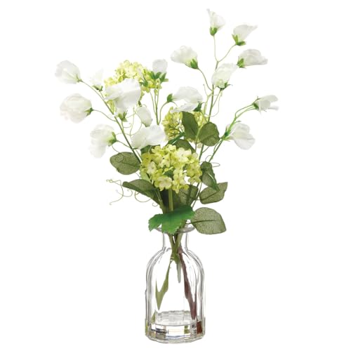 Product: 15" Sweet Pea & Snowball Silk Flower Arrangement -Green/White (Pack of 6)