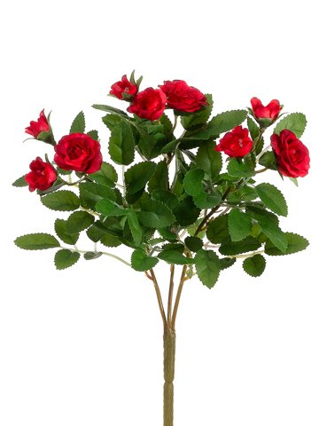 10" Mini Rose Bush x3 Red (Pack of 36) - Artificial Flower Arrangements Product: 10" Mini Rose Bush x3 Red (Pack of 36)