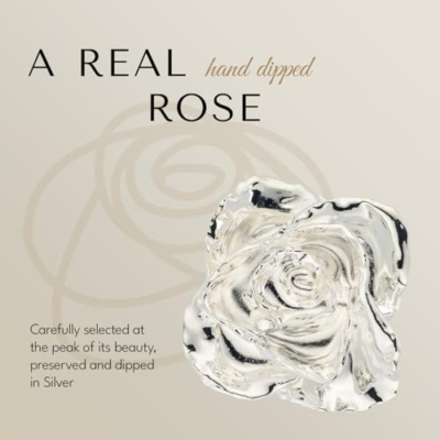 Product: Forever Rose Real Rose Dipped in Silver, Handcrafted Preserved Rose in Luxury Gold Gift Box, Romantic Gift for Her, Elegant Keepsake for Anniversary, Birthday, or Any Special Occasion