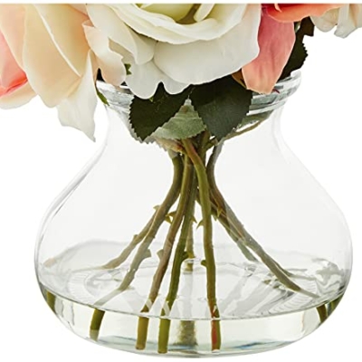Silky Flower Store Artificial Rose Arrangement with Vase, Faux Water Decorative Floral Centerpiece, 11in x 11in 7 7 Product: Nearly Natural Rose Arrangement with Vase