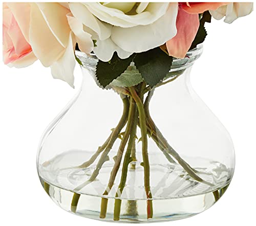 Silky Flower Store Artificial Rose Arrangement with Vase, Faux Water Decorative Floral Centerpiece, 11in x 11in 2 2 Product: Nearly Natural Rose Arrangement with Vase