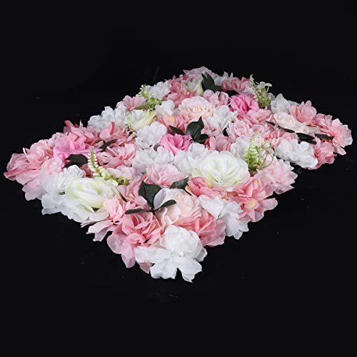 Product: LOYALHEARTDY 12 pcs Flower Wall Panel Artificial Flower Backdrop Silk Flower Bouquet Wall for Home Turf Wedding Party Venue Background Wall Decor（Pink Dahlia,Rose,Leaves）