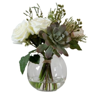 Silky Flower Store Uttermost Belmonte Floral Bouquet and Vase, Artificial Faux Florals Clear Finish, Home Decor 14 Inch 8 8 Product: Uttermost Belmonte - 14 Inch Floral Bouquet and Vase
