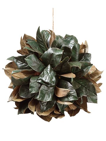 Arcadia Silk Plantation 16" Magnolia Leaf Hanging Ball Green (pack of 2) - Artificial Flower Arrangements Product: Arcadia Silk Plantation 16" Magnolia Leaf Hanging Ball Green (pack of 2)