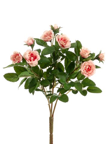 10" Mini Rose Bush x3 Pink (Pack of 36) - Artificial Flower Arrangements Product: 10" Mini Rose Bush x3 Pink (Pack of 36)