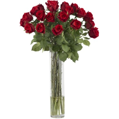 Product: Nearly Natural Rosebud with Cylinder Silk Flower Arrangement