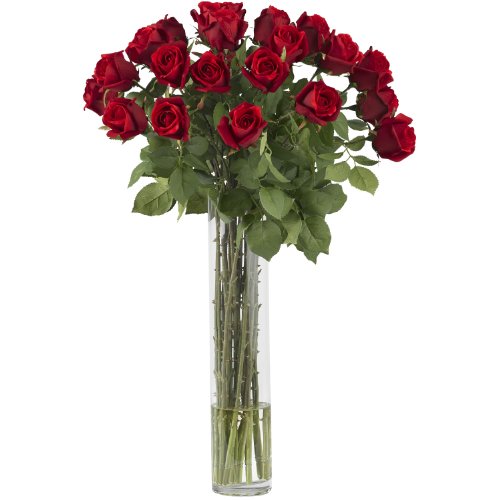 Product: Nearly Natural Rosebud with Cylinder Silk Flower Arrangement