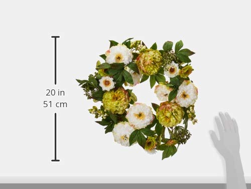 Product: Nearly Natural 4579 24â€ Peony Mum Wreath,17.75'' x 5.25'' x 17.75'' , Green