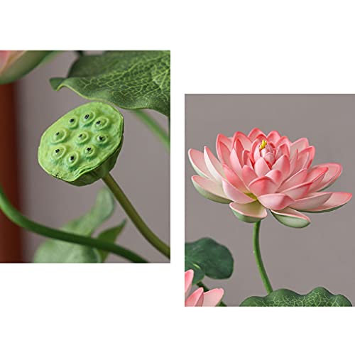 Product: XIAOSAKU Artificial Flowers for Decoration Simulation Lotus Lotus Leaf Set Fake Lotus Silk Flower Living Room Desktop Decoration Porch Window Floral Flower Arrangement Artificial Flowers Arrangements