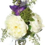 Product: Nearly Natural 1413 1 Rose and Morning Glory Arrangement with Vase, 9.5 x 9.5 x 14.5,White