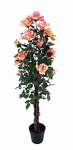 Product: AMERIQUE 4.3 Motley Gorgeous & Unique Feet Artificial Silk Rose Tree with 18 Flowers, Feel Real Technology
