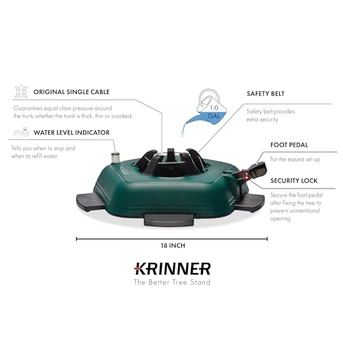 Product: Krinner - Tree Genie L (Gen 2)- Single Cable Operation, Water Level Indicator, 5 Stabilizer Feet, Up to 8 Foot Trees - Christmas Tree Stand