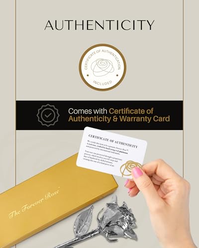 Product: Forever Rose Real Rose Dipped in Platinum, Handcrafted Preserved Rose in Luxury Gold Gift Box, Romantic Gift for Her, Elegant Keepsake for Anniversary, Birthday, or Any Special Occasion