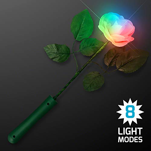 Silky Flower Store Color Changing LED White Roses, Set of 12 Multicolor Light Up Faux Florals, CPSIA Compliant, 32.5cm 1 1 Product: Color Changing Light Up Rose with White Petals (Set of 12)